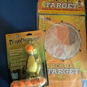 DinoPopper Squeeze Toy with Target Set - Green and Orange